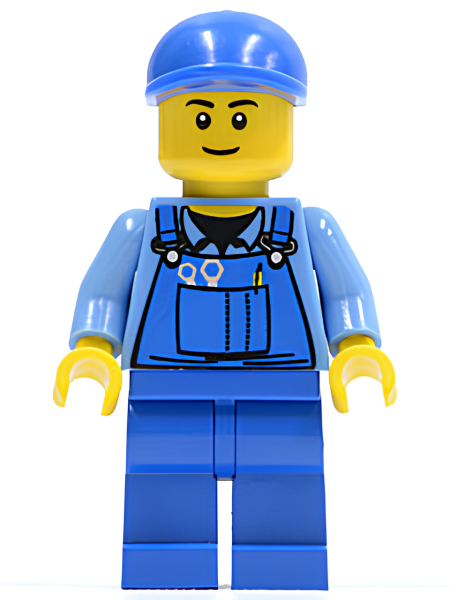 Минифигурка Lego  City Overalls with Tools in Pocket Blue, Blue Short Bill Cap, Thin Grin cty0367 U